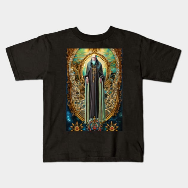 Aleister Crowley The Great Beast of Thelema painted in a Surrealist and Impressionist style Kids T-Shirt by hclara23